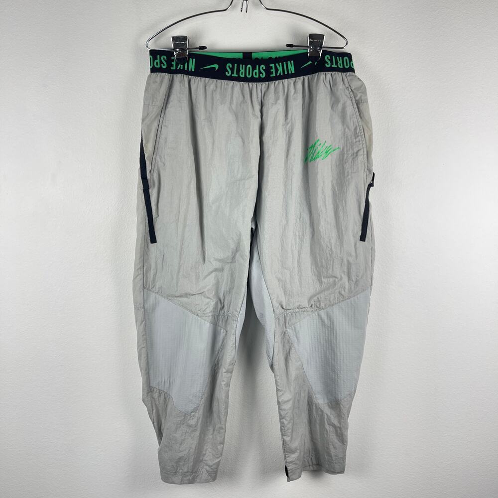 Nike Woven Training Pants Grey Black Spell Out Waistband CJ4630-077 Men's Large